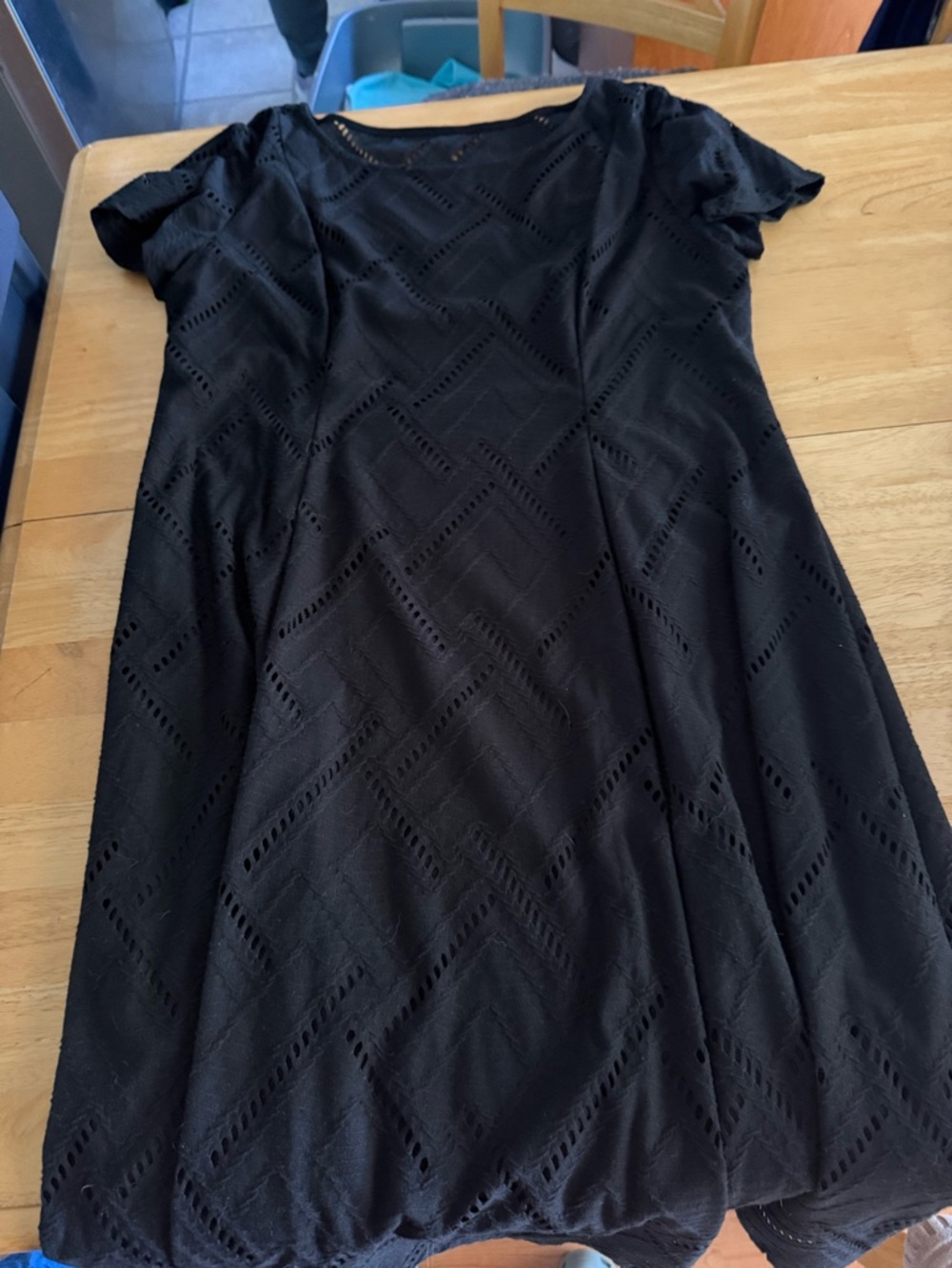 Ronni Nicole Black Eyelet A-Line Midi Dress